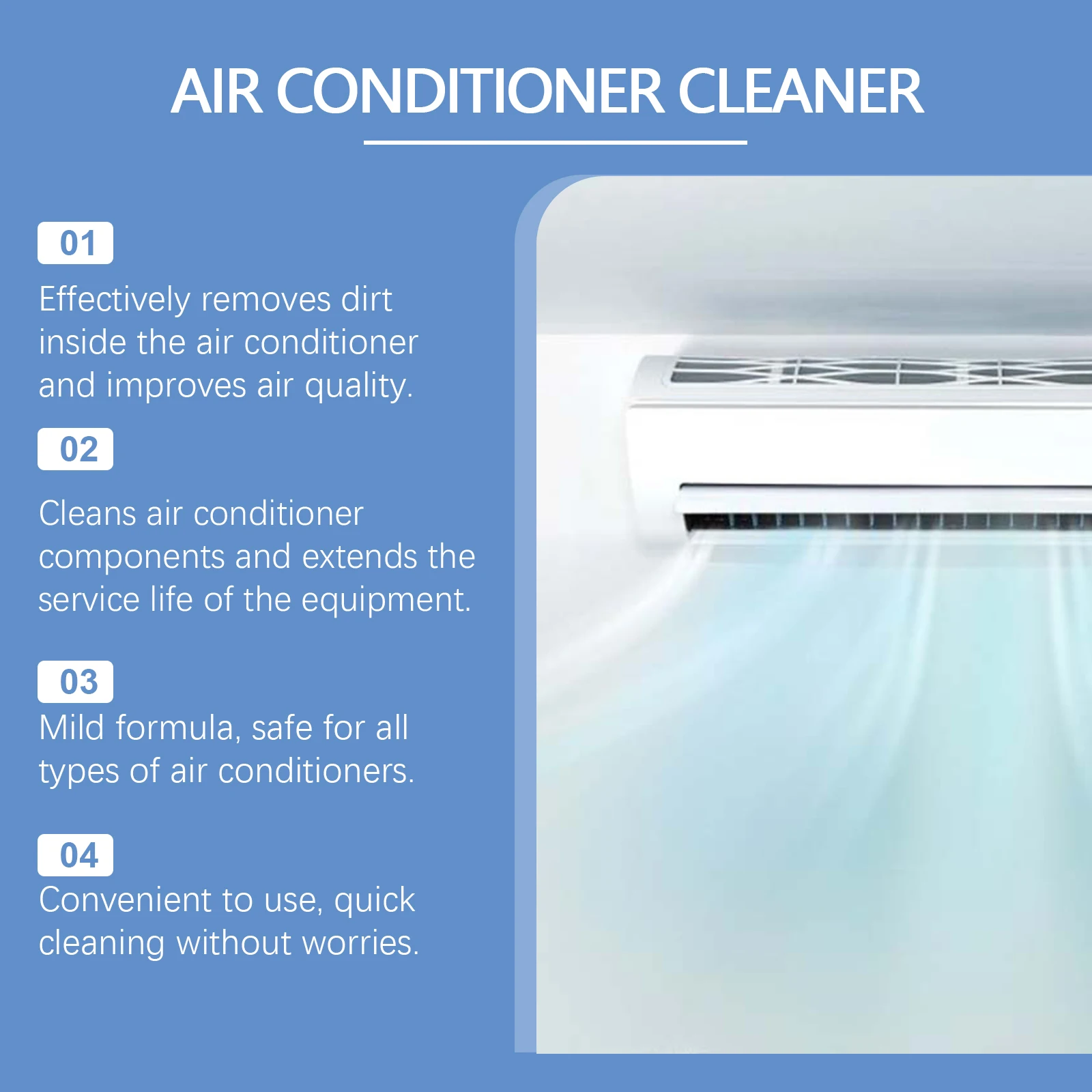 Household All-purpose Foam AC Cleaner for Wall-mounted Split AC, No Disassembly Required, Deodorizes & Removes Scale - Image 5