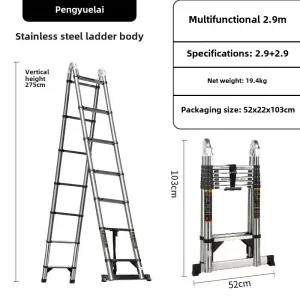 Household Goods Multifunctional Stainless Steel Telescopic Ladder Portable Folding Ladder Ladder Engineering Lifting Step Ladder