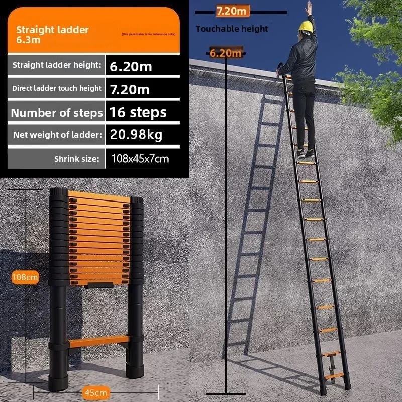 Household Goods Telescopic Ladder Herringbone Ladder Thickened Straight Ladder Folding Engineering Ladder Lifting Stairs - Image 4