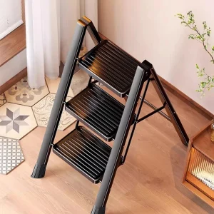 Household Portable Thickened Aluminum Stairs Small Ladder Indoor Folding Ladder Stool Carbon Steel Home Use Telescopic Ladder