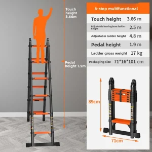 Household straight ladder telescopic ladder thickened and stable multi-functional folding engineering ladder herringbone ladder