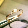Huitan Minimalist Women's Wedding Rings with 4MM Cubic Zirconia Simple Elegant Female Finger Accessory Engagement Bands Jewelry