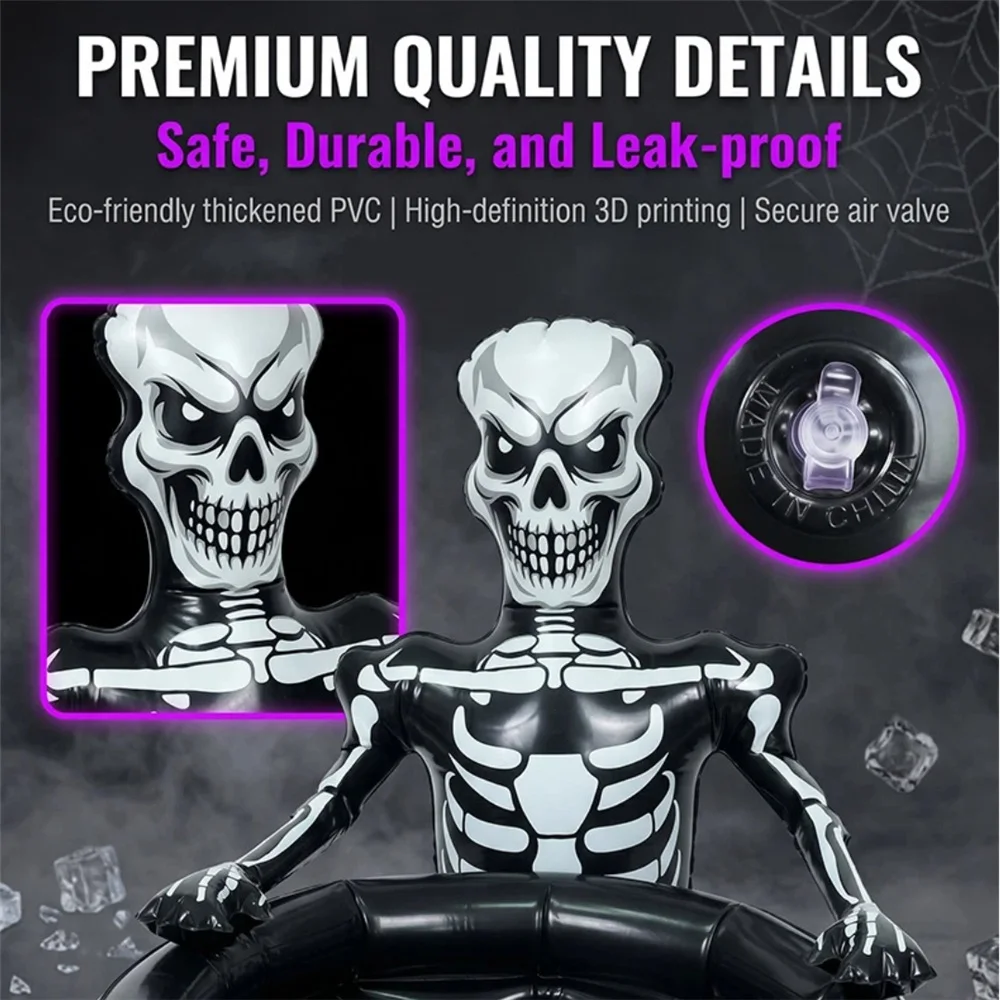 Inflatable Skeleton Ice Bucket, Halloween Skull Drink Cooler, Waterproof PVC Beverage Storage Tub For Party Bar Yard Decor Prop - Image 3