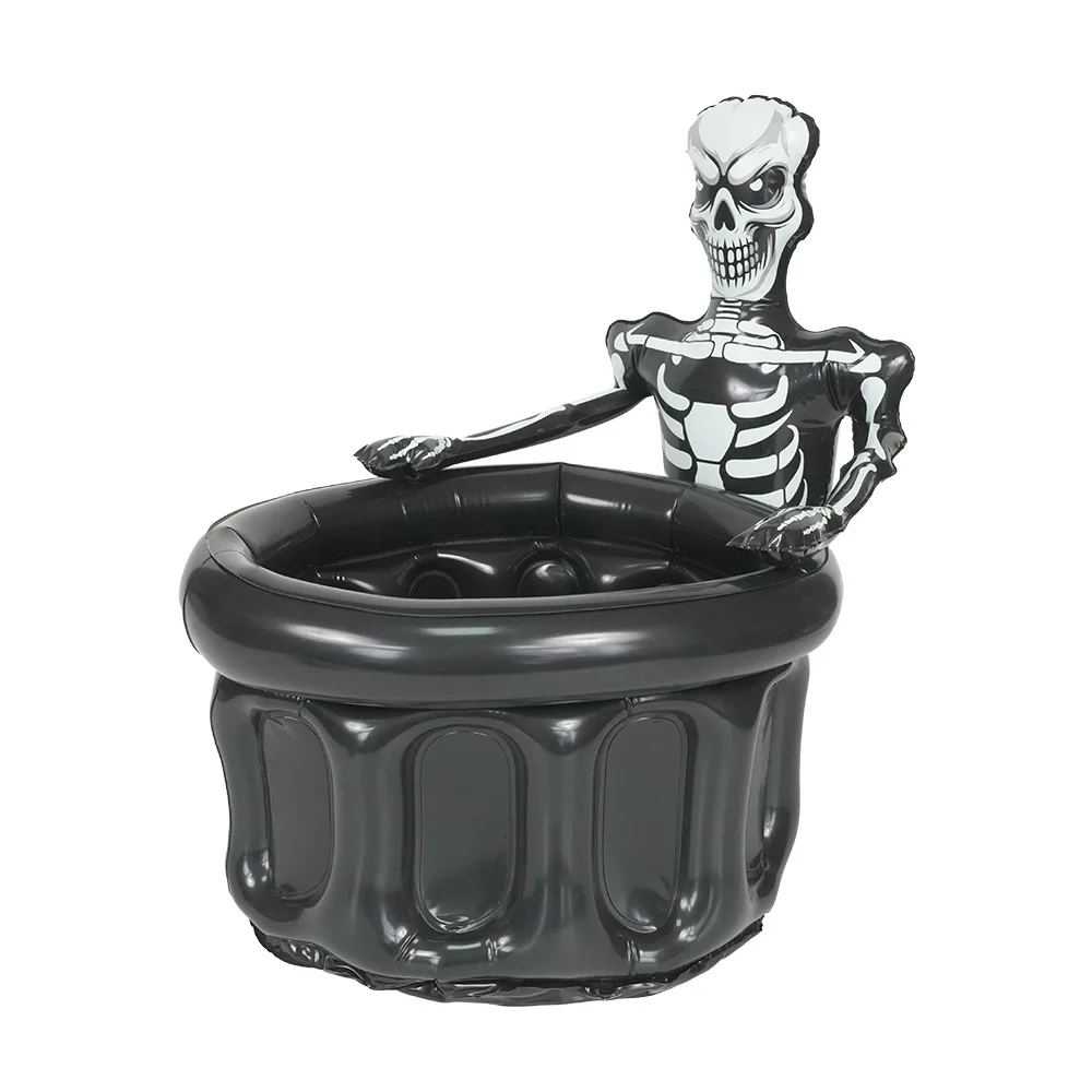 Inflatable Skeleton Ice Bucket, Halloween Skull Drink Cooler, Waterproof PVC Beverage Storage Tub For Party Bar Yard Decor Prop - Image 6