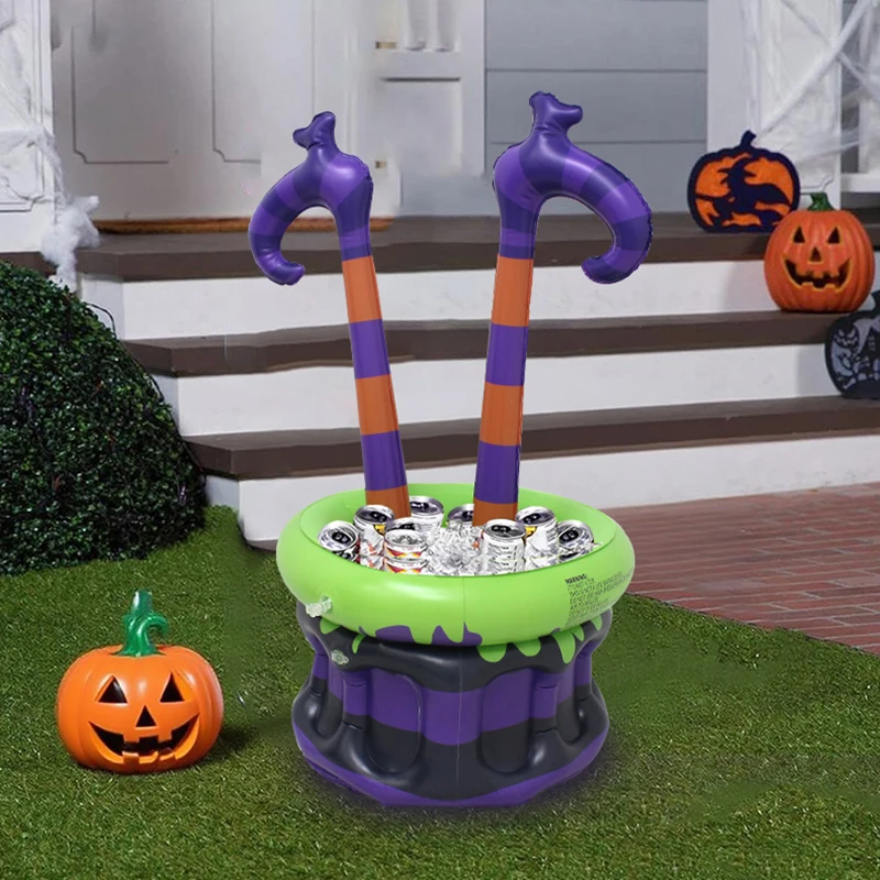 Inflatable Witch Legs Cauldron Cooler, Blow-Up Witch Pot Ice Bucket for Spooky Themed Parties, Halloween Decoration Supplies - Image 2