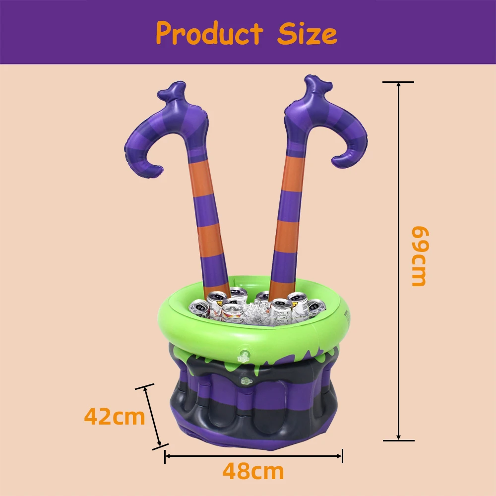 Inflatable Witch Legs Cauldron Cooler, Blow-Up Witch Pot Ice Bucket for Spooky Themed Parties, Halloween Decoration Supplies - Image 5