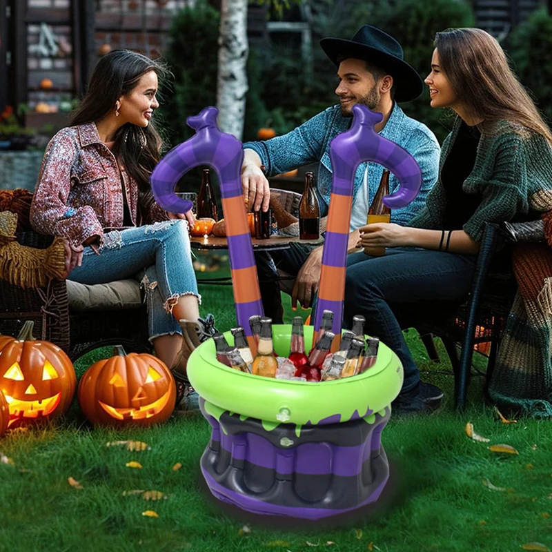 Inflatable Witch Legs Cauldron Cooler, Blow-Up Witch Pot Ice Bucket for Spooky Themed Parties, Halloween Decoration Supplies - Image 3