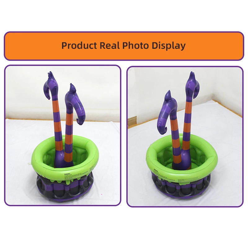 Inflatable Witch Legs Cauldron Cooler, Blow-Up Witch Pot Ice Bucket for Spooky Themed Parties, Halloween Decoration Supplies - Image 6