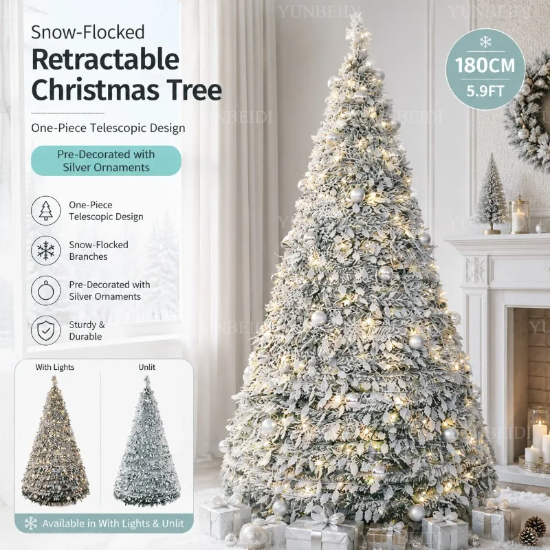 Integrated Foldable Christmas Tree, High-end Model, with Decorative LED Lights, 150 Cm / 180 Cm, for Christmas Party Decoration - Image 3