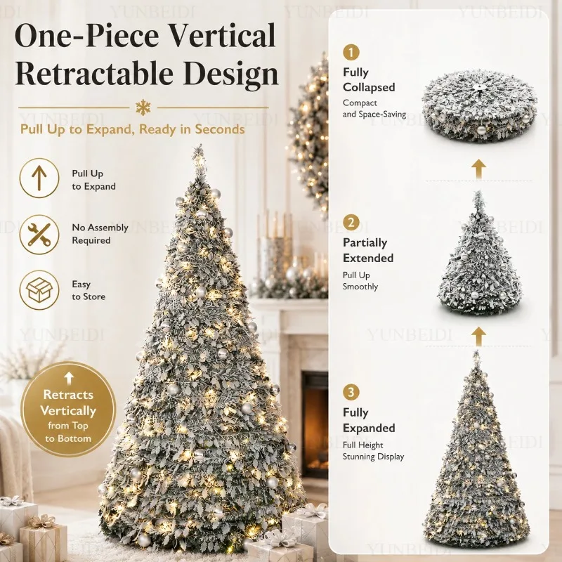 Integrated Foldable Christmas Tree, High-end Model, with Decorative LED Lights, 150 Cm / 180 Cm, for Christmas Party Decoration - Image 5