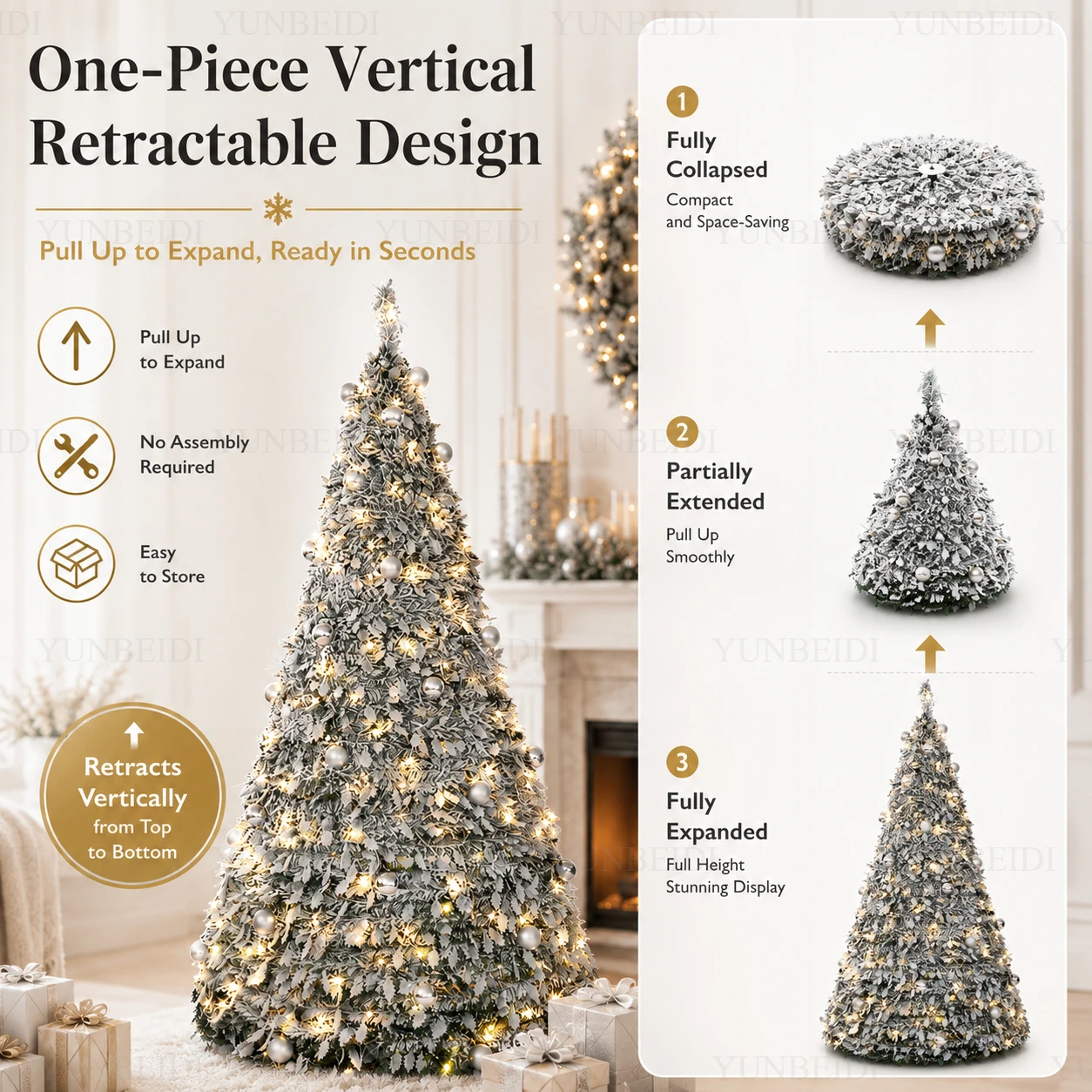 Integrated Foldable Christmas Tree with Ornaments LED Lights High-end Christmas Tree 1.5M/1.8M Family Christmas Party Decoration - Image 4