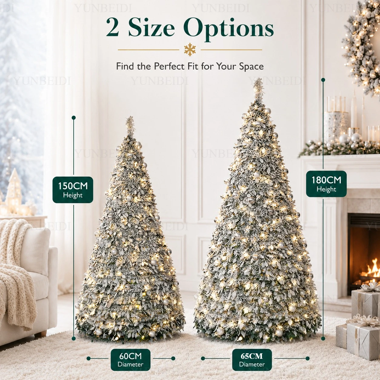 Integrated Foldable Christmas Tree with Ornaments LED Lights High-end Christmas Tree 1.5M/1.8M Family Christmas Party Decoration - Image 6