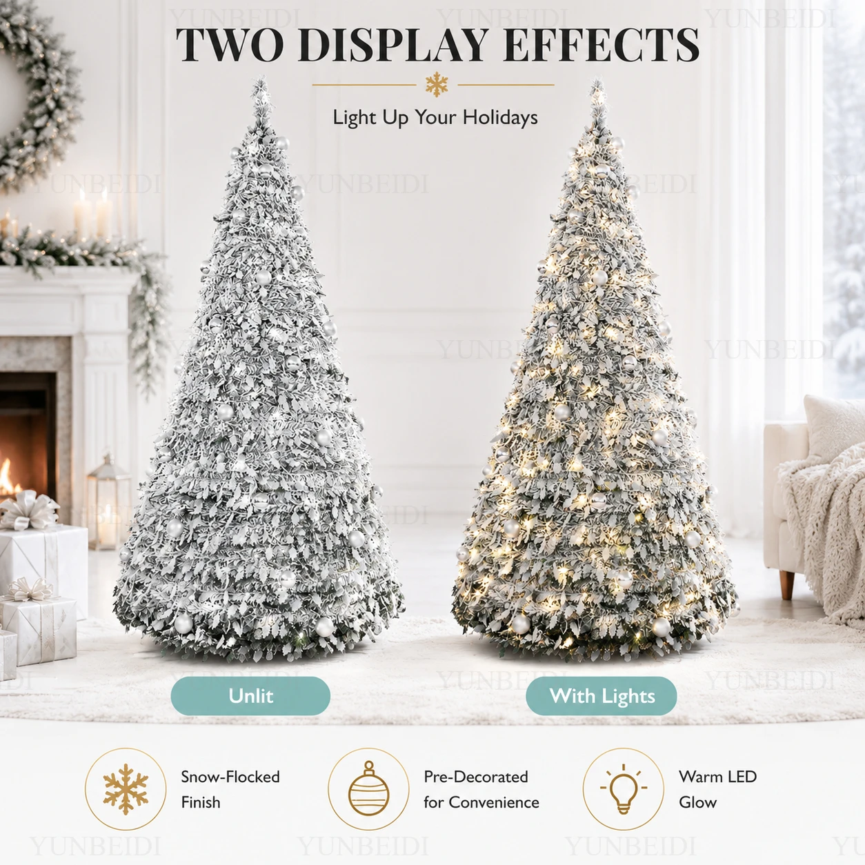 Integrated Foldable Christmas Tree with Ornaments LED Lights High-end Christmas Tree 1.5M/1.8M Family Christmas Party Decoration - Image 3