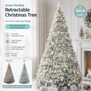 Integrated Foldable Christmas Tree with Ornaments LED Lights High-end Christmas Tree 150cm/180cm Home Christmas Party Decoration