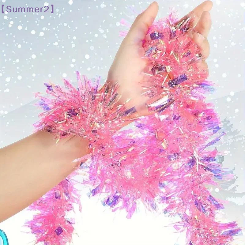 Iridescent Colorful Plastic Tinsel Garland Shiny Holographic Metallic Foil Tinsel Ribbon For Party Christmas Tree Decoration{S} - Image 4
