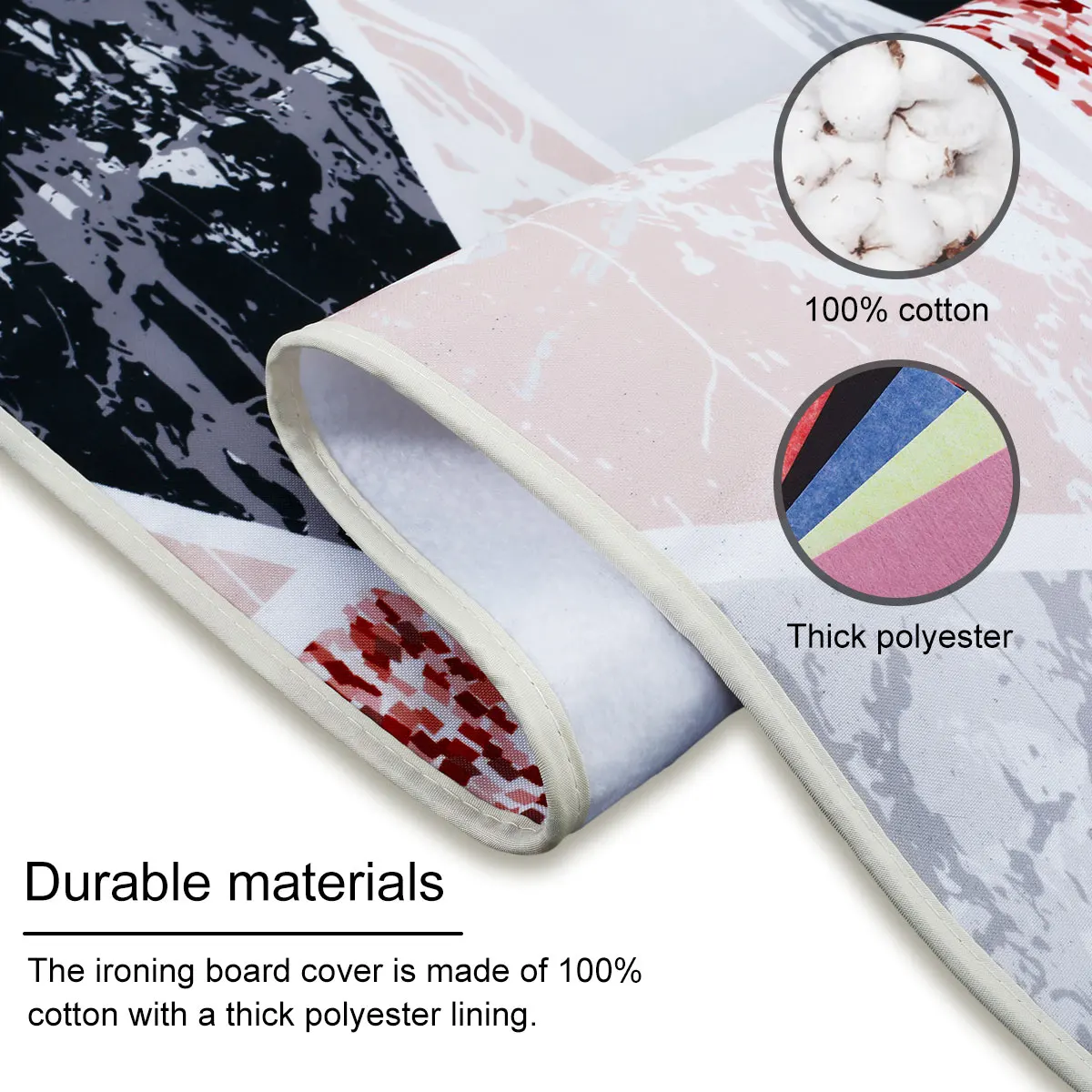 Ironing Board Cover Scorch Resistant, Extra Thick Cotton Iron Cover with Padding Heat Reflective Heavy Duty Pad Approx 140x50cm - Image 3