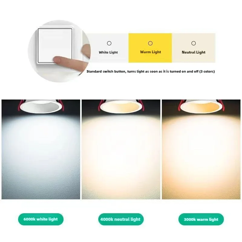 JOYINLED 1/2PCS Anti-Glare Spotlights Black White Round Led Recessed Ceiling Lamps 10W Downlights for Indoor Decor Lighting - Image 6