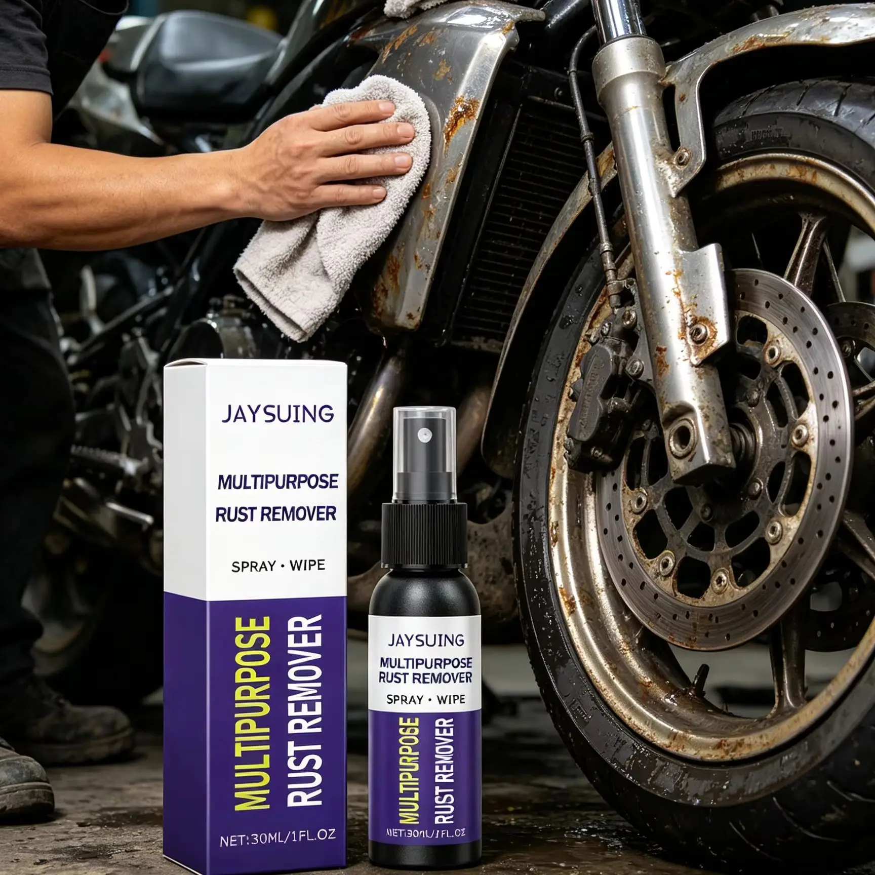 Jaysuing Rust Remover Spray Multi Purpose Iron Powder Remover Car Wash Exhaust Wheel Care Products Maintenance Derusting Spray - Image 3