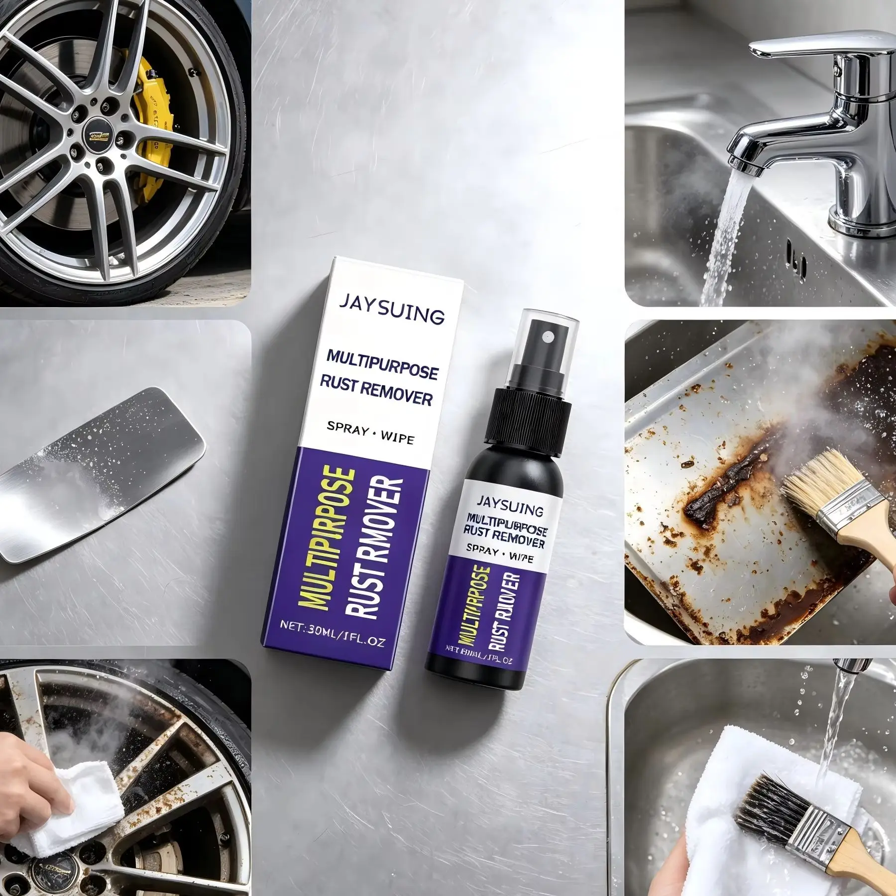 Jaysuing Rust Remover Spray Multi Purpose Iron Powder Remover Car Wash Exhaust Wheel Care Products Maintenance Derusting Spray - Image 6