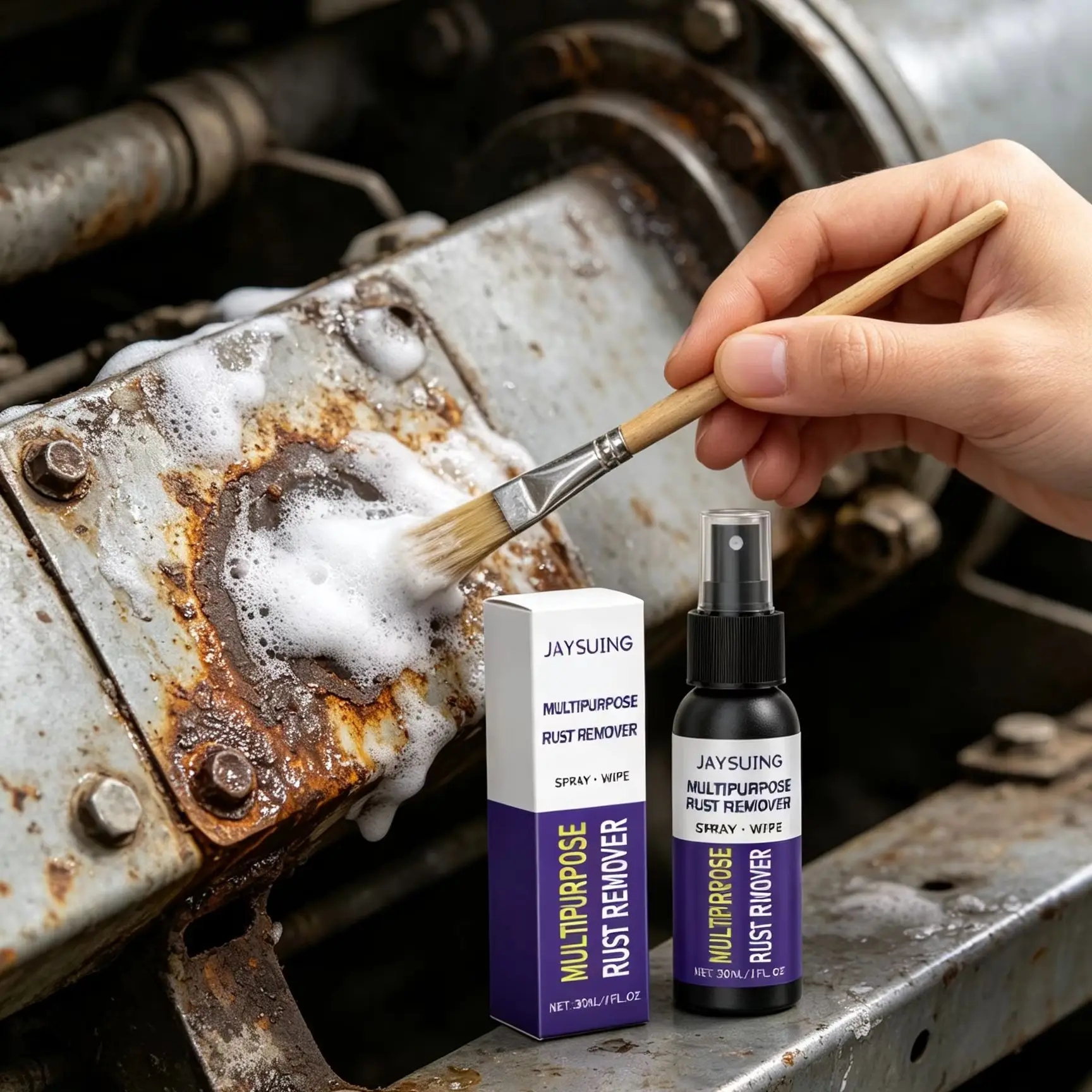 Jaysuing Rust Remover Spray Multi Purpose Iron Powder Remover Car Wash Exhaust Wheel Care Products Maintenance Derusting Spray - Image 4