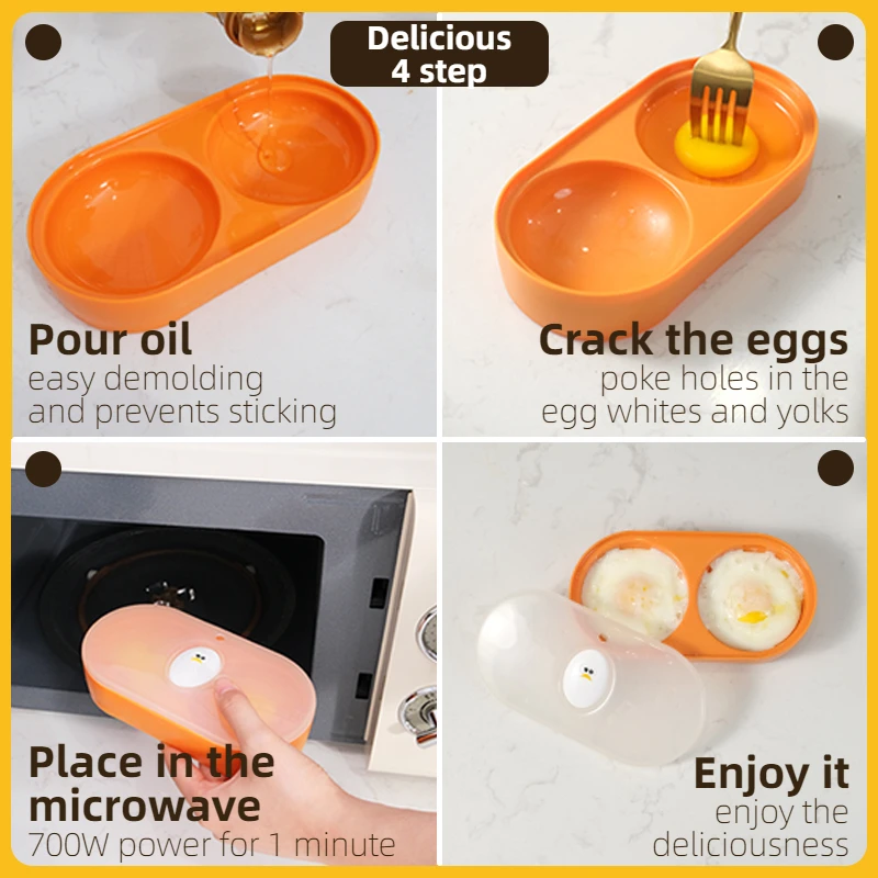 Joie Egg Poacher Double Microwave Egg Poacher Egg Cooker Fried Egg Box Breakfast Steamed Egg Box Egg Tools Kitchen tool eggy - Image 4