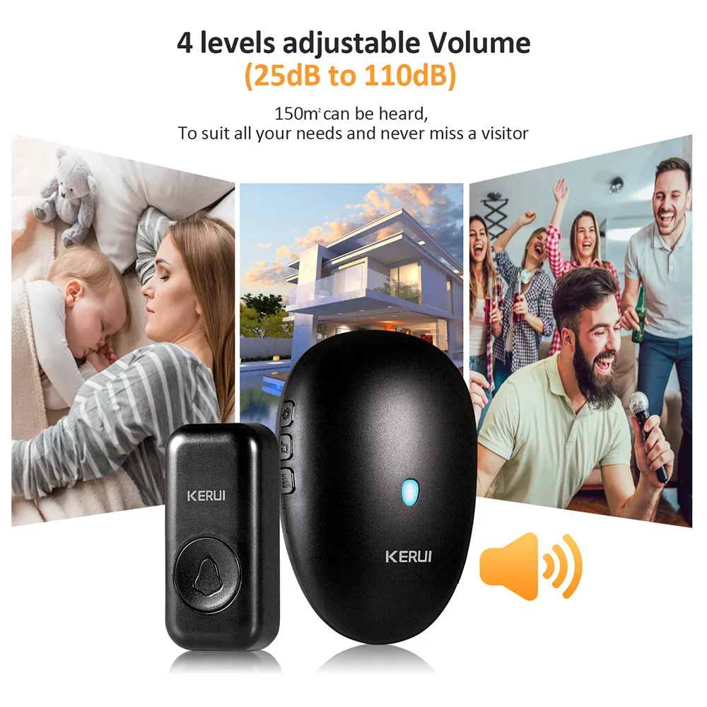 KERUI Doorbell Receiver with Button Smart Wireless Door Bell Welcome Chime with 57 Melodies for Home Security M521 - Image 6