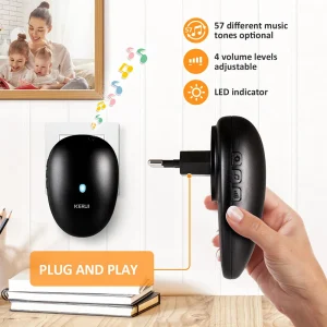 KERUI Doorbell Receiver with Button Smart Wireless Door Bell Welcome Chime with 57 Melodies for Home Security M521