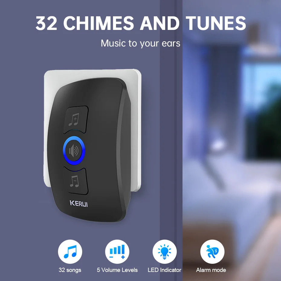 KERUI M525 Wireless Doorbell Waterproof Outdoor Smart Home Door Bell Chime Kit LED Flash Security Alarm Welcome House Melodies - Image 2