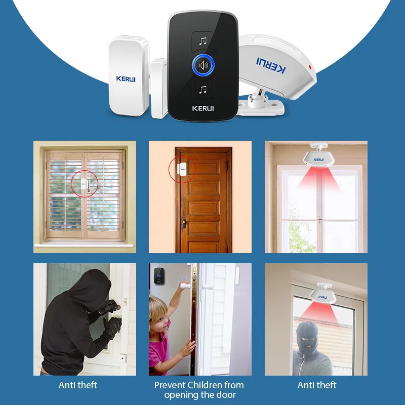 KERUI M525 Wireless Doorbell Waterproof Outdoor Smart Home Door Bell Chime Kit LED Flash Security Alarm Welcome House Melodies - Image 6
