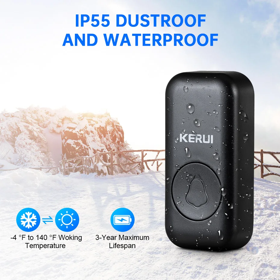 KERUI M525 Wireless Doorbell Waterproof Outdoor Smart Home Door Bell Chime Kit LED Flash Security Alarm Welcome House Melodies - Image 3