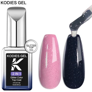 KODIES GEL Starlight Top Coat Gel Nail Polish 15ML Semi Permanent UV Shimmery Manicure Gel Finish Sealer Aurora Chrome Topcoat