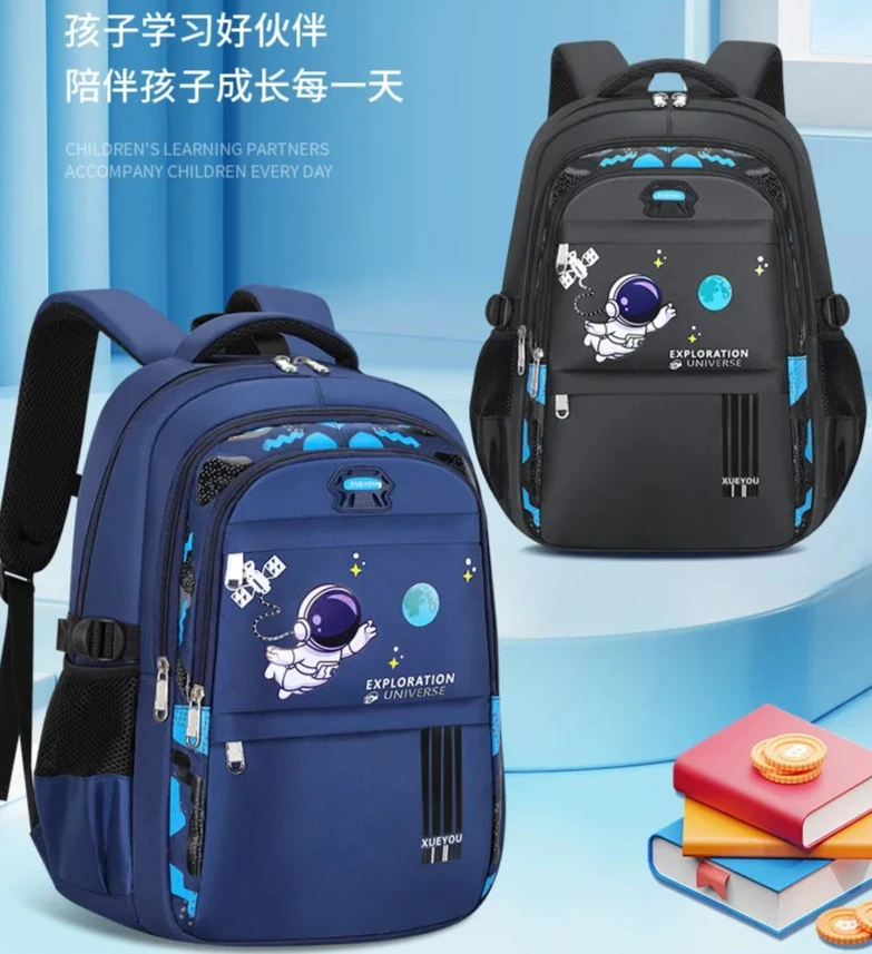 Kids Astronaut Backpack for Boys Waterproof School Book Bag Mochila Infantil Large Capacity Children Travel Lightweight Daypack