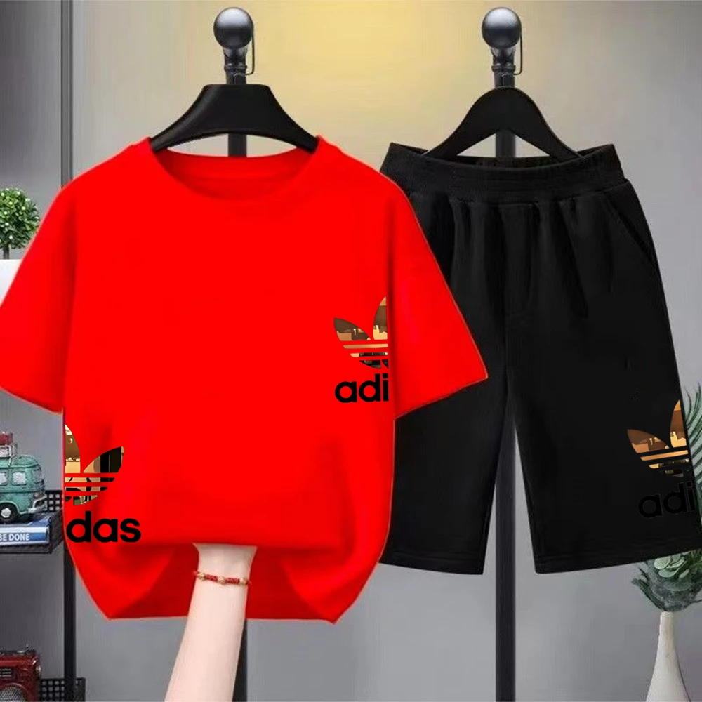 Kids T-shirts Summer Letter Stamp O-neck Short Sleeve -Tshirts+Pants Suits 2-12 Years Boys Girls Casual Outfits Children Clothes - Image 2