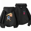 Kids Zipper Hoodie Tops Football Star No. 9 Print Black Boys Girls Red Toddler Coat Age 3-12 Casual Autumn Fashion Clothing