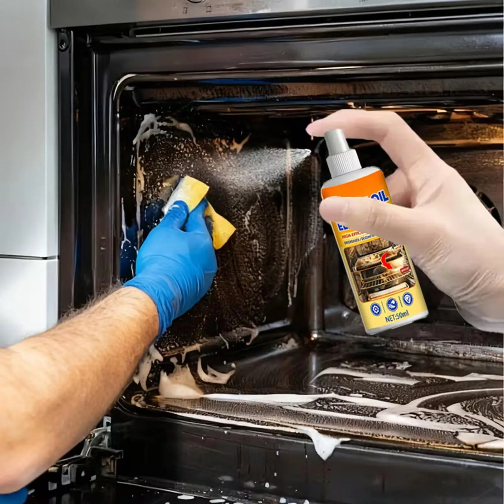 Kitchen Degreaser Spray 50ml Multipurpose Heavy Duty With Towel Cabinet Degreaser Cleaning Spray For Home Restaurant Commercial - Image 2