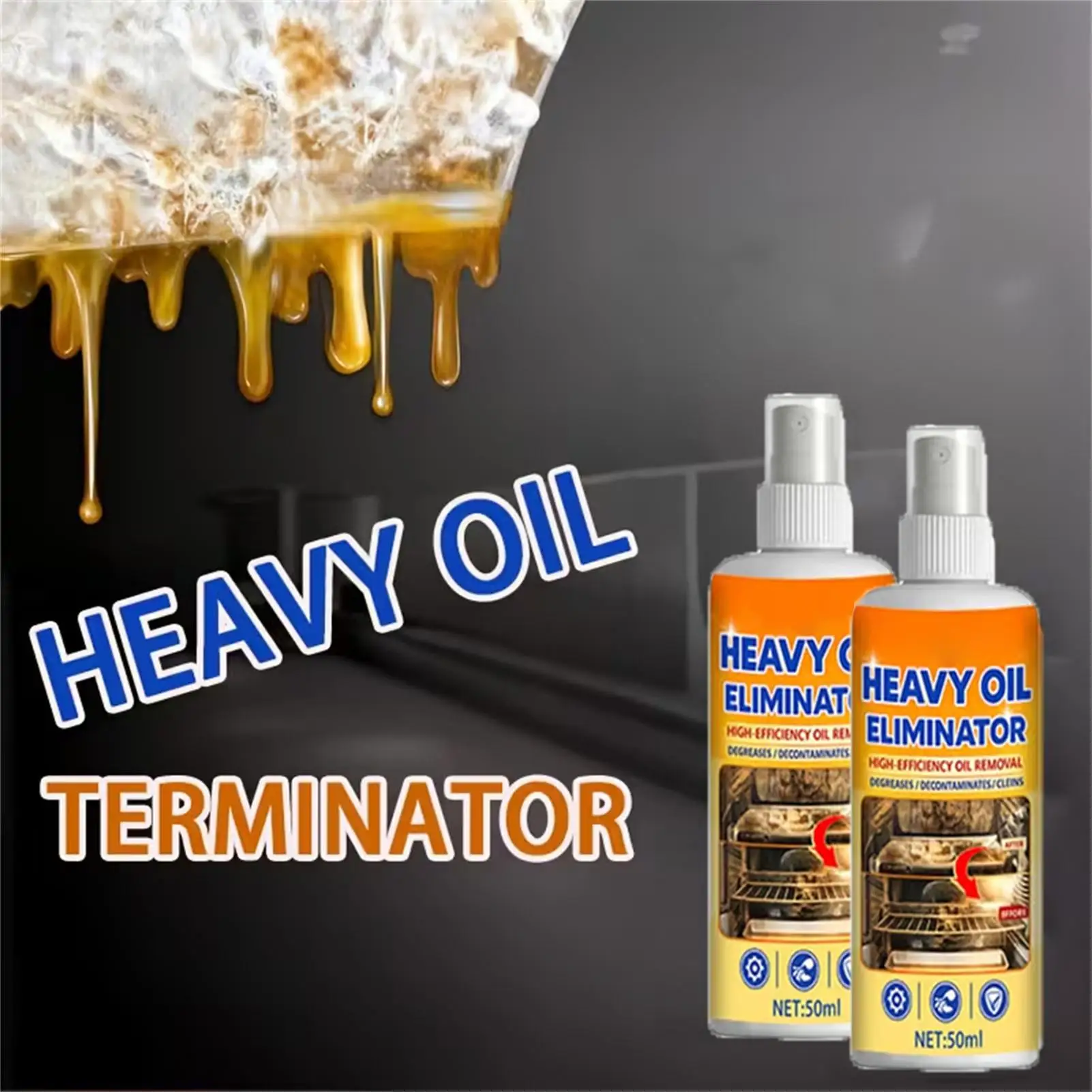 Kitchen Degreaser Spray 50ml Multipurpose Heavy Duty With Towel Cabinet Degreaser Cleaning Spray For Home Restaurant Commercial - Image 5