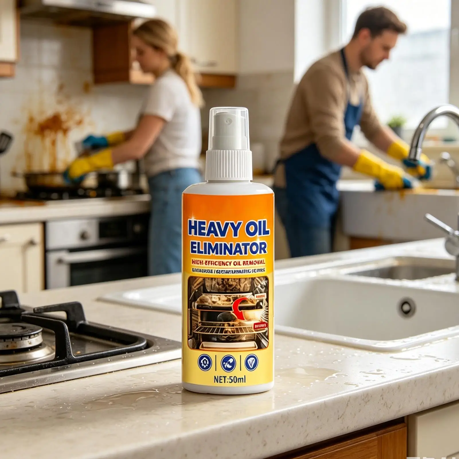 Kitchen Degreaser Spray 50ml Multipurpose Heavy Duty With Towel Cabinet Degreaser Cleaning Spray For Home Restaurant Commercial - Image 3