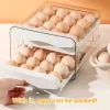 Kitchen Egg Storage Box Refrigerator Fresh 2-Layer Drawer Type Plastic Large Capacity Home Kitchen Organizer Rack Kitchen Tool