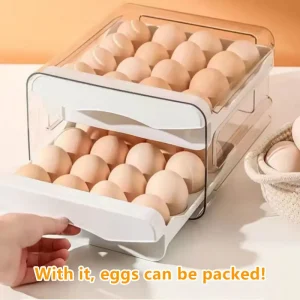 Kitchen Egg Storage Box Refrigerator Fresh 2-Layer Drawer Type Plastic Large Capacity Home Kitchen Organizer Rack Kitchen Tool