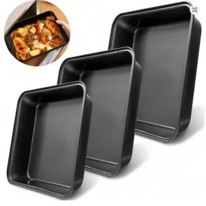 Kitchen Nonstick Rectangular Carbon Steel Roasting Pan | Rustproof Baking Tray for Bread Cake Professional Utensils Carbon Steel