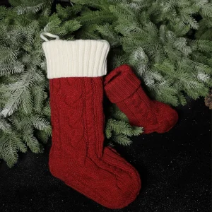 Knit Color Blocking Happiness Wear-resistant Decorative Stockings Pendant For Christmas Tree Candies