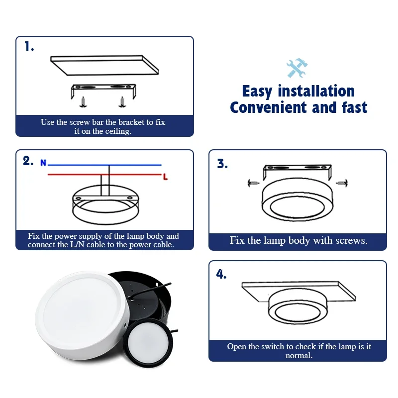 LED Downlight 9W 12W 15W 18W Surface Mounted Panel Light AC 220V Kitchen Bedroom Living Room Household Ceiling Spot Lamp - Image 5