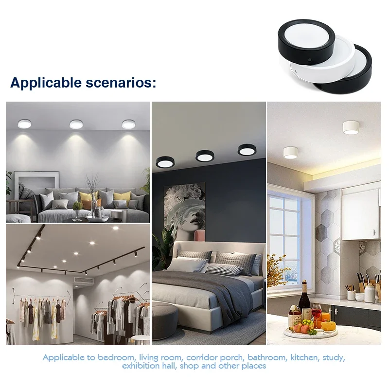 LED Downlight 9W 12W 15W 18W Surface Mounted Panel Light AC 220V Kitchen Bedroom Living Room Household Ceiling Spot Lamp - Image 6
