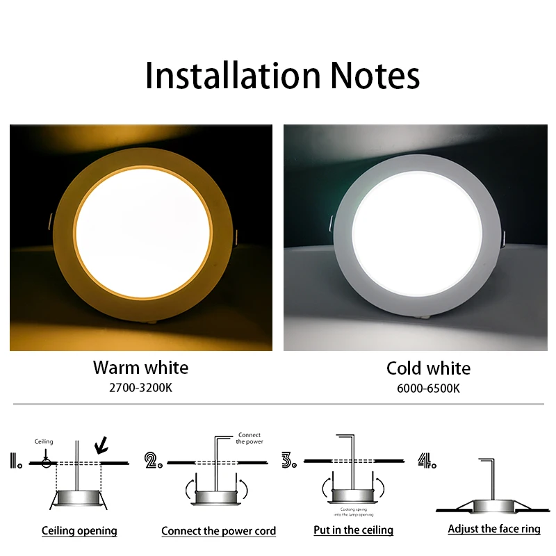 LED Downlight AC110V 220V 5W 9W 12W 15W 18W Led Spot Light DC12V 24V Waterproof LED Decoration Ceiling Lamp Indoor Panel Light - Image 4