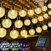LED Solar String Lights Outdoor Crystal Ball String Light 8 Modes Lighting Solar Camping Lamp for Halloween Christmas Decoration