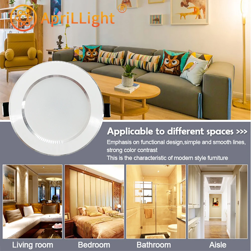 LED tube light three color temperature 5W 9W 12W 15W embedded ceiling light AC 220V 110V bedroom corridor living room spotlight. - Image 6