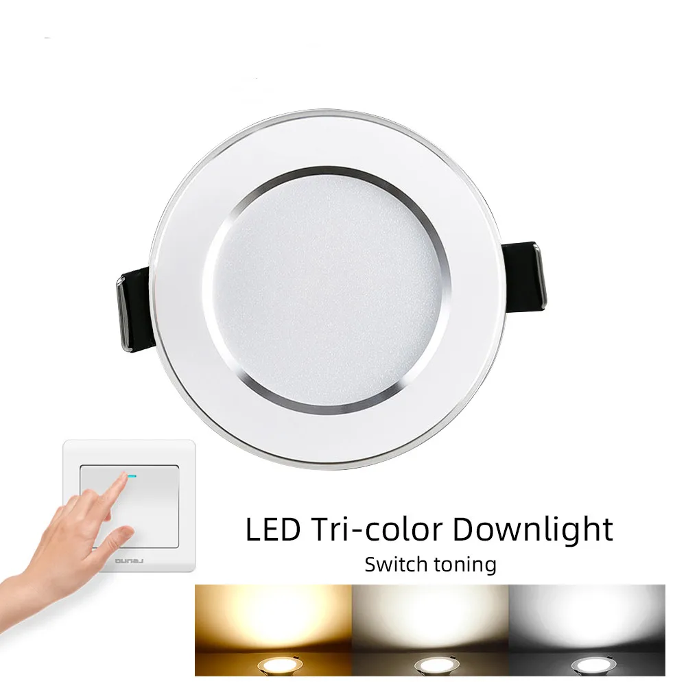 LED tube light three color temperature 5W 9W 12W 15W embedded ceiling light AC 220V 110V bedroom corridor living room spotlight. - Image 4