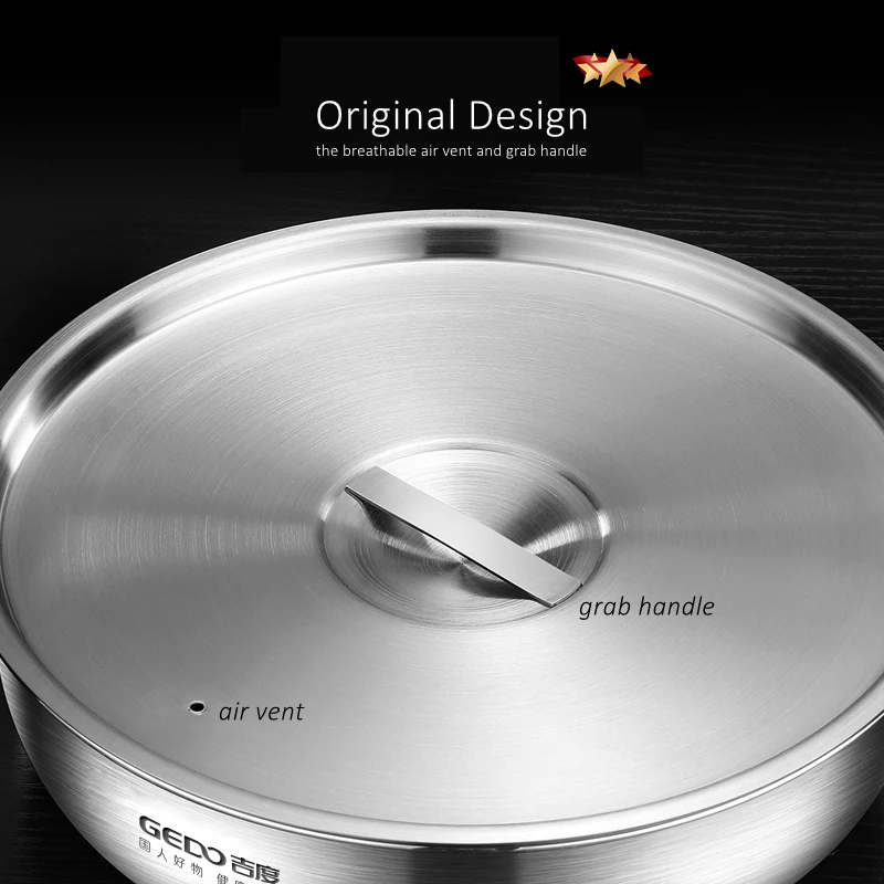 LFGB Certification 304 Stainless Steel Kitchen Egg Custard Steamer Ultra Thick Food Steaming Basin with Handle and Air Vent - Image 3