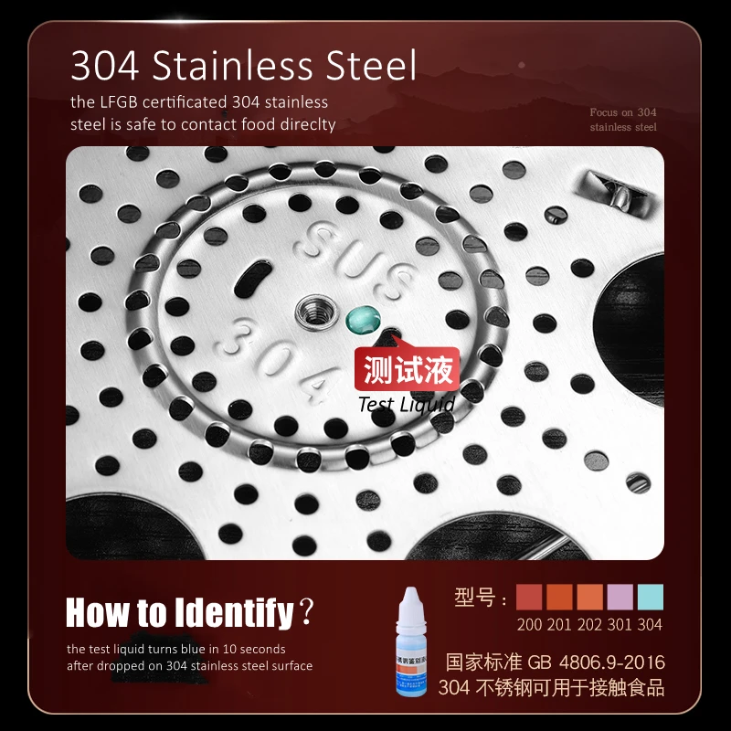 LFGB Certified Pure 304 Stainless Steel Kitchen Egg Steamer Original Designed Large Holes Steaming Rack with Foldable Stands - Image 2