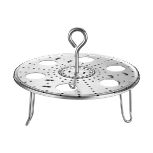 LFGB Certified Pure 304 Stainless Steel Kitchen Egg Steamer Original Designed Large Holes Steaming Rack with Foldable Stands